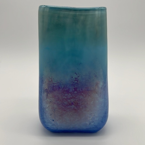 Other - Vintage Multi-Tone Blue and Pink Pearlized Glazed Glass Vase​